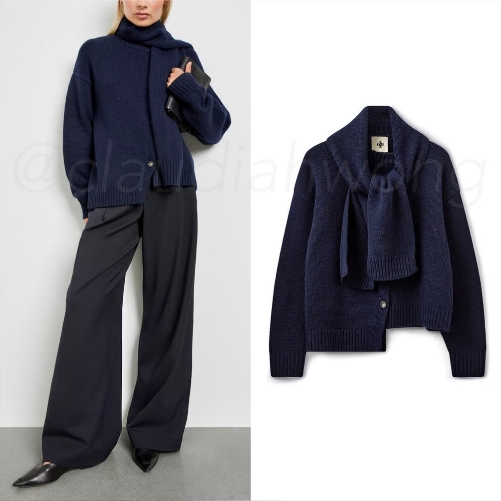 THE GARMENT Canada Scarf Cardigan in Midnight Blue